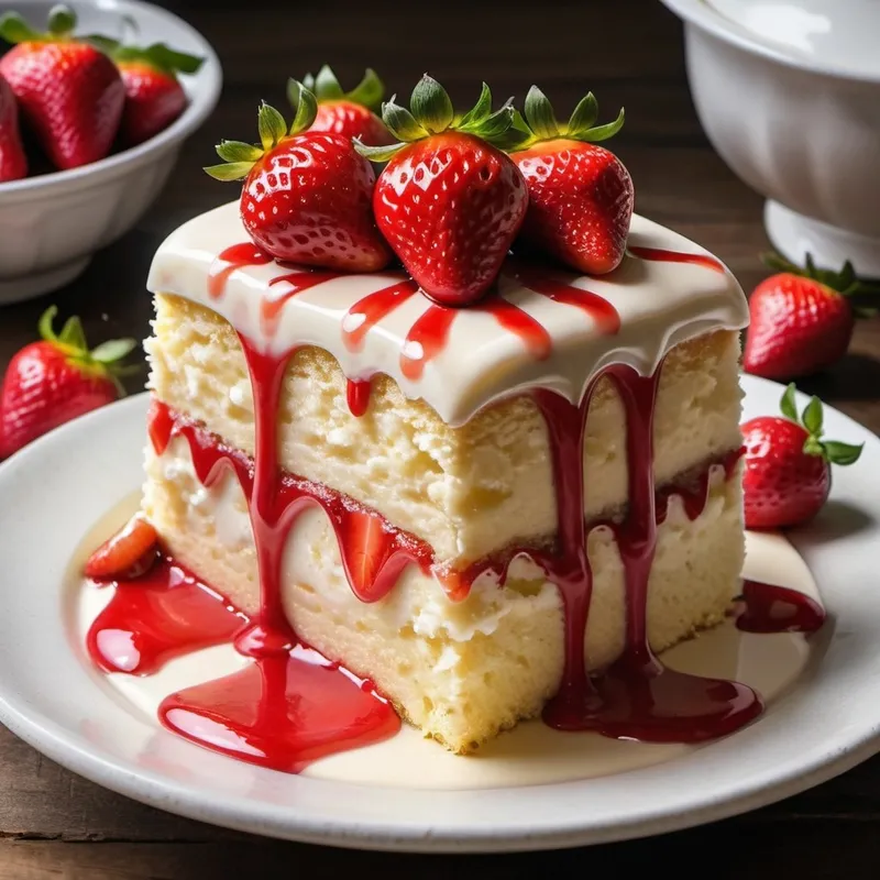 Creamy Strawberry Tres Leches Cake image